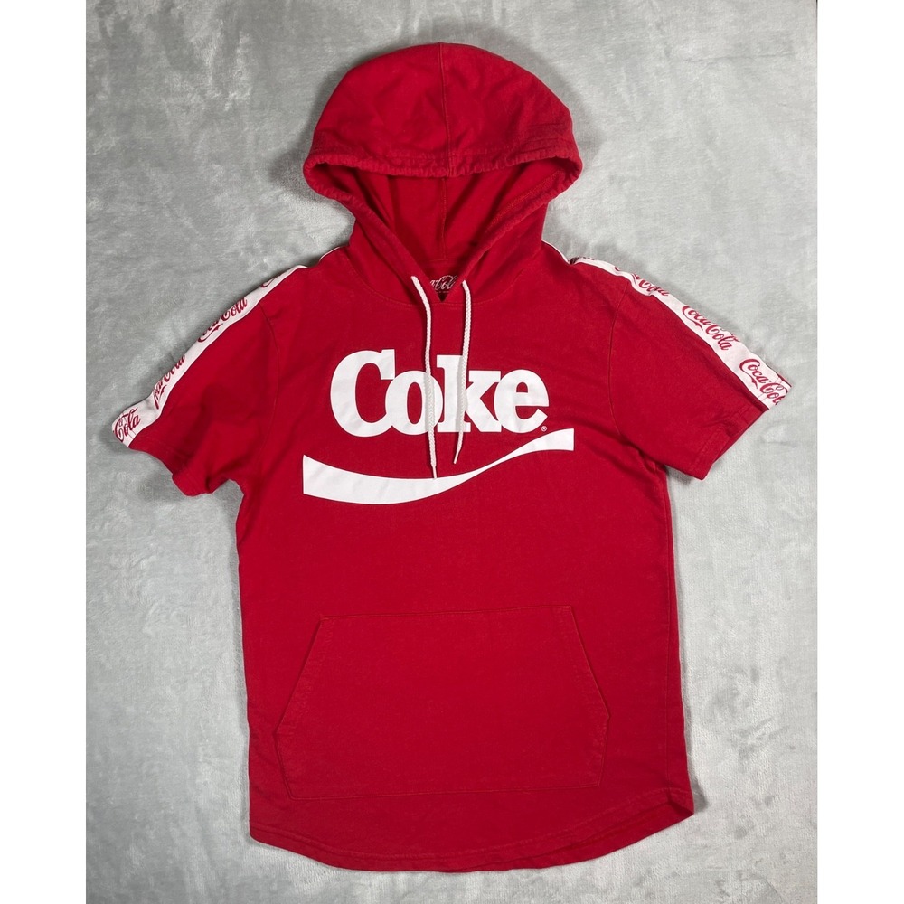 Coca-Cola Hoodie Men's Small Red Short Sleeve Graphic Pullover